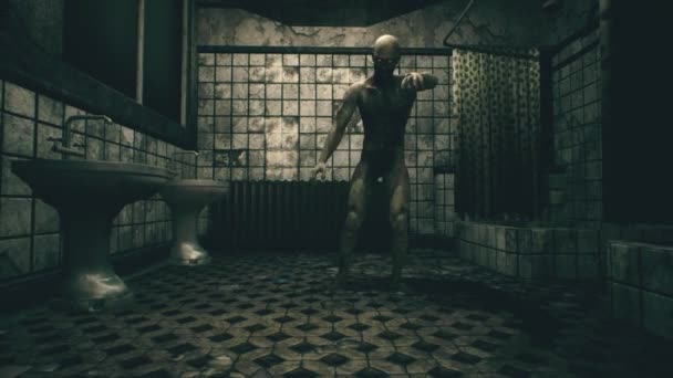Zombie Freaky Banheiro Bloco Animação Cinemática — Vídeo de Stock