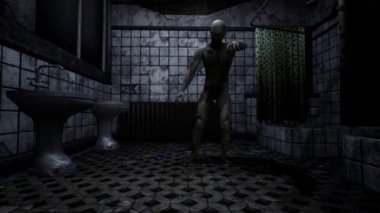 Korkunç Banyo Bloğunda 4K Zombi Sinematik 3D animasyon