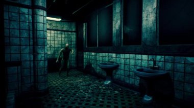 4K Zombi Süper Korkunç Terk Edilmiş Banyo Sineması 3D Animasyon