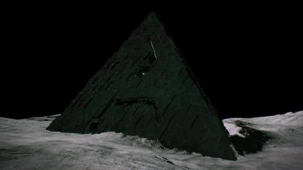 Piramide Aliena Sull Asteroide Nell Animazione Nello Spazio Profondo — Video Stock