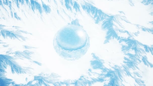 Buitenaardse Ufo Globe Snowy Winter Mountain Valley Animatie — Stockvideo