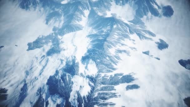 High Altitude Aerial Snowy Mountain Terrain Κινηματογραφική Animation — Αρχείο Βίντεο