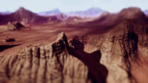 Rocky Desert Terrain Geology Cinematic Tilt Shift Animation — Stock Video