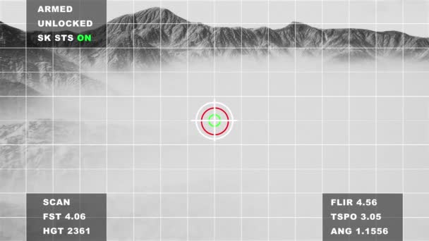 Militär Spiondrönardisplay Berg Flygfilmisk Animering — Stockvideo