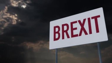 Bulutların Altında 4K Brexit Uyarı İşareti