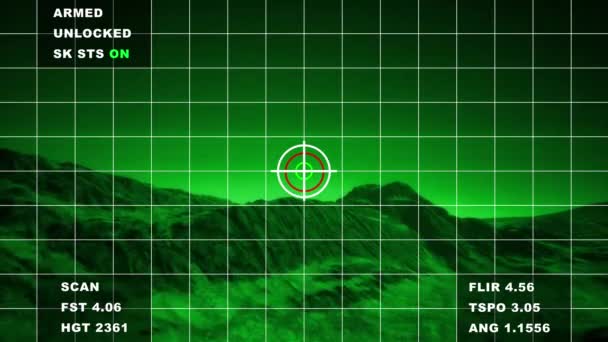 Militärüberwachung Den Bergen Aus Der Luft Filmische Animation — Stockvideo