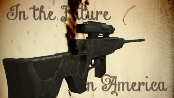 Usa Gun Prohibition Future America More Guns Vintage Animation — Stockvideo