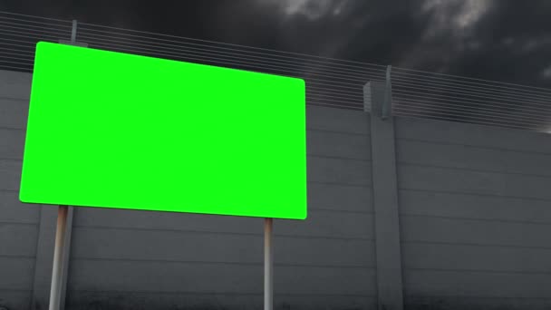 雲の下で4Kカスタマイズ可能な緑の警告と強力なフェンスタイムラプス — ストック動画
