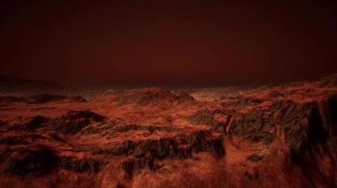 4K Uzaylı Kızıl Kaya Gezegeni Sinematik 3D Canlandırma