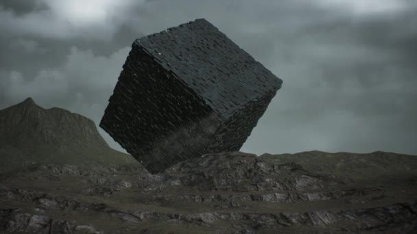 Alien Cube Surrealistische Planeet Hyper Lapse Animatie — Stockvideo