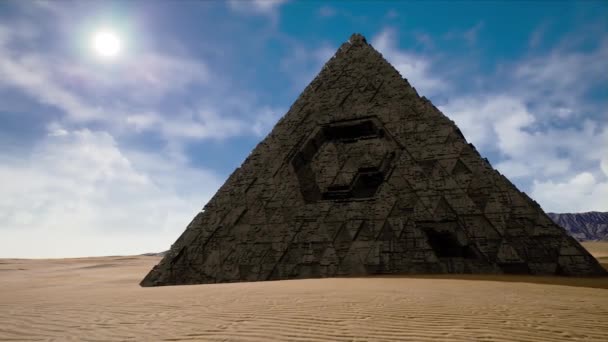 Pyramide Extraterrestre Dans Désert Fantaisie Animation — Video