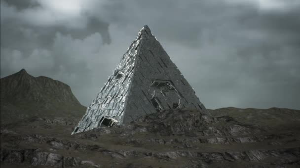 Alien Pyramid Surrealistiska Planeten Cinematic Hyper Lapse Animering — Stockvideo