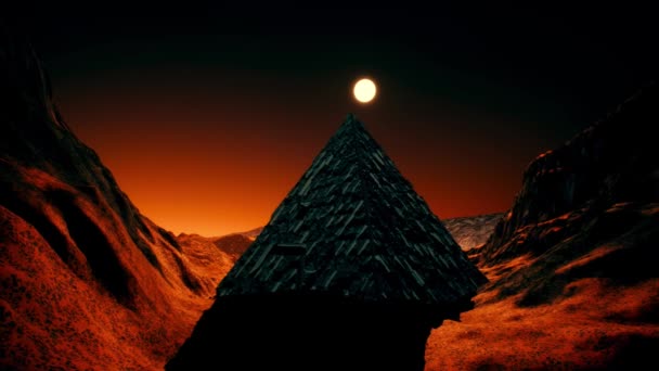 Uzaylı Bilimkurgu Piramidi Kızıl Gezegen Sinema Animasyonu — Stok video