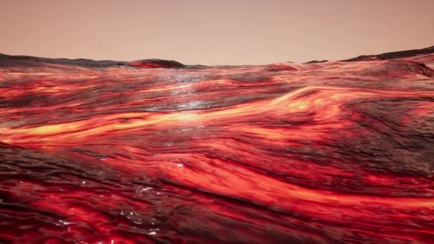 4Kカメラパンが溶岩流の上にシネマティック3Dアニメーション — ストック動画