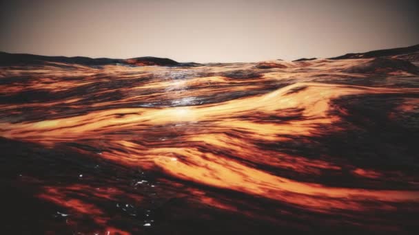 Camera Pans Molten Rock Flow Cinematic Animation — Stock Video