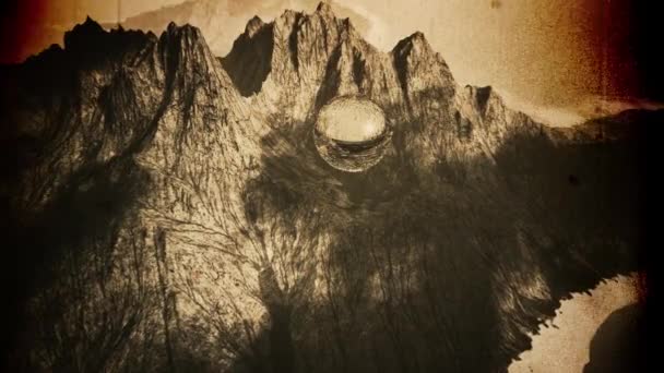 Εξωγήινη Αινιγματική Σφαίρα Που Υψώνεται Στα Βουνά Κινηματογραφική Animation — Αρχείο Βίντεο