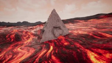 4K Fantezi Piramidi Ekstrem Lav Akışı Sinematik 3D Animasyon
