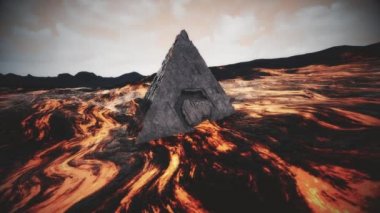 4K Fantezi Piramidi Lav Akımı Sinematik 3D Animasyon