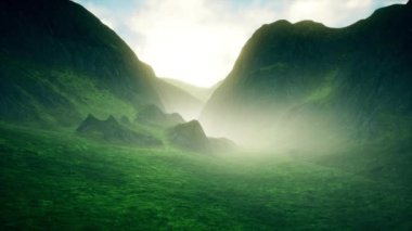4K Misty Highland Valley Sinema 3D Animasyon