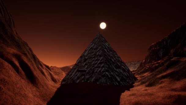 Außerirdische Fantasy Pyramide Auf Dem Roten Planeten Animation — Stockvideo