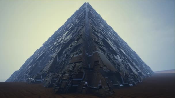 Pyramide Extraterrestre Dans Désert Science Fiction Animation — Video