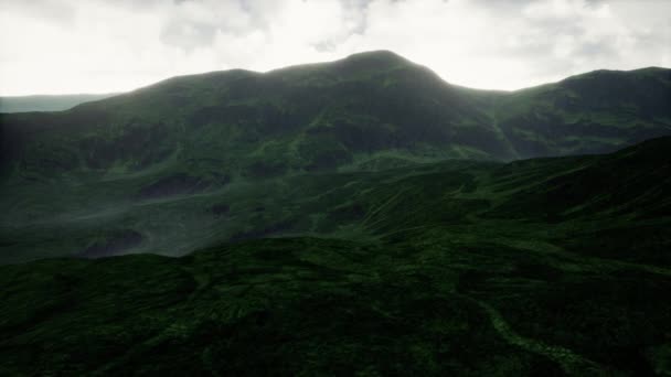 Green Fields Highland Cinematic Aerial Animation — Stockvideo