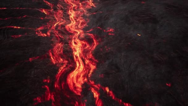 Lava Flow Volcanic Terrain Cinematic Aerial Animation — Stock Video