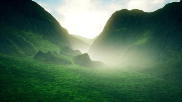 Misty Highland Valley Cinematic Animation — Stockvideo