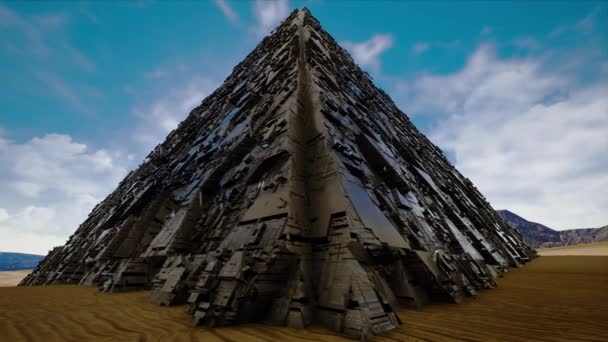 Geheimnisvolle Rätselhafte Metallische Pyramide Fantasy Animation — Stockvideo