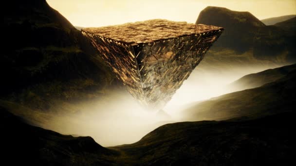 Fejjel Lefelé Alien Pyramid Misty Valley Cinematic Animation — Stock videók