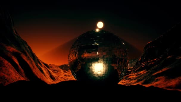 Sci Alien Globe Στον Κόκκινο Πλανήτη Κινηματογραφική Animation — Αρχείο Βίντεο