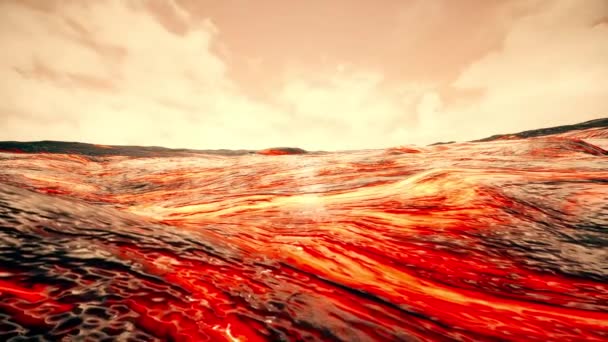 Volcanic Lava Flöde Timelapse Brett Vinkel Animation — Stockvideo