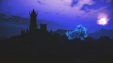 Hilltop 'taki Fantezi Kalesi Muhteşem Gizemli Diyar Gecesi 3D Canlandırması