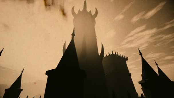 Scary Fantasy Castle Animation Vintage — Stock Video