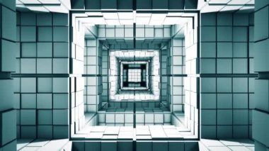 4K Bilim Kurgu Minimalist Küp Labirenti Fantezi 3D Animasyon