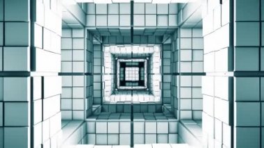 4K Bilim Kurgu Minimalist Küp Labirent Uçuşu Fantezi 3D Animasyon