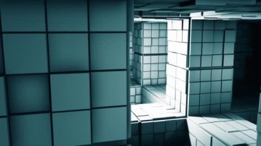 4K Bilim Kurgu Minimalist Küp Maze Fantezi 3D Animasyon