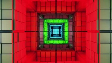 4K Bilim Kurgu Çok Renkli Minimalist Küp Labirent Fantezi 3D Animasyon