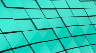 Minimalist Yansıtıcı Yeşil Naneli Kübik Blok Duvarı 3D Arkaplan Canlandırması