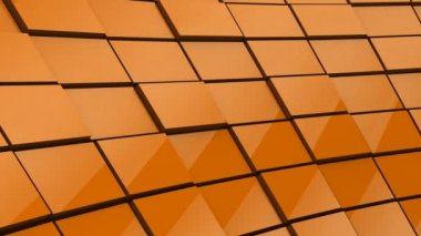 Minimalist Yansıtıcı Turuncu Kübik Blok Duvarı 3D Arkaplan Canlandırması