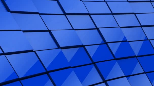 Minimalistisch Reflecterende Blauwe Kubieke Blokkige Muur Achtergrond Animatie — Stockvideo