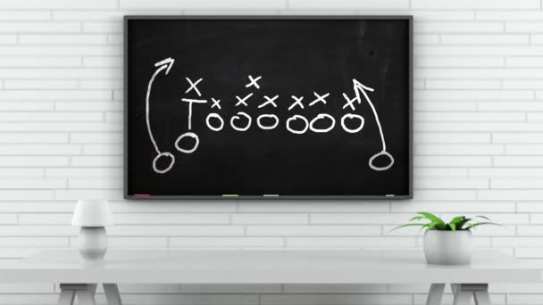 American Football Tactics Blackboard White Room — стокове відео