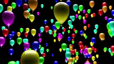 4K Renk Değiştiren Parti Balonları Matte 3D Canlandırması ile Yükseliyor