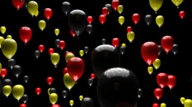 Siyah Sarı Kırmızı Balonlar Matte 3 Boyutlu Canlandırmayla Yükseliyor