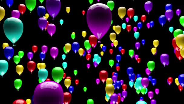 Bunte Party Luftballons Steigen Mit Matter Animation Auf — Stockvideo
