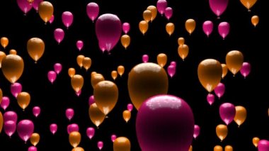 Pembe Turuncu Balonlar Matte 3D Canlandırmasıyla Yükseliyor