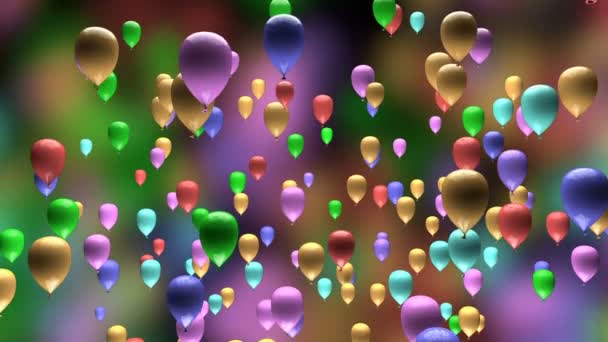 Kleurrijke Pastel Ballonnen Stijgende Animatie — Stockvideo