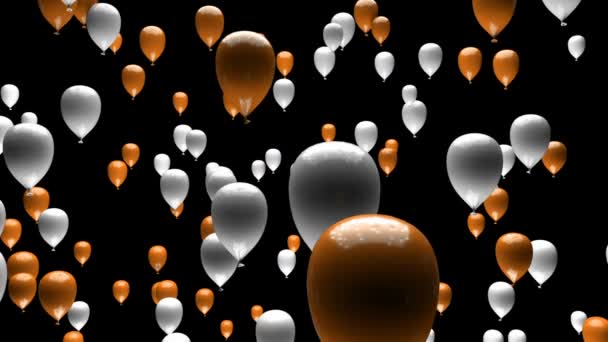 Orange Vita Ballonger Uppstigning Med Matt Animering — Stockvideo