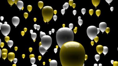 Sarı Beyaz Balonlar Matte 3 Boyutlu Canlandırmayla Yükseliyor