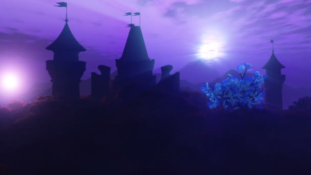 Fantasy Land Mit Sonnen Magische Szene Animation — Stockvideo
